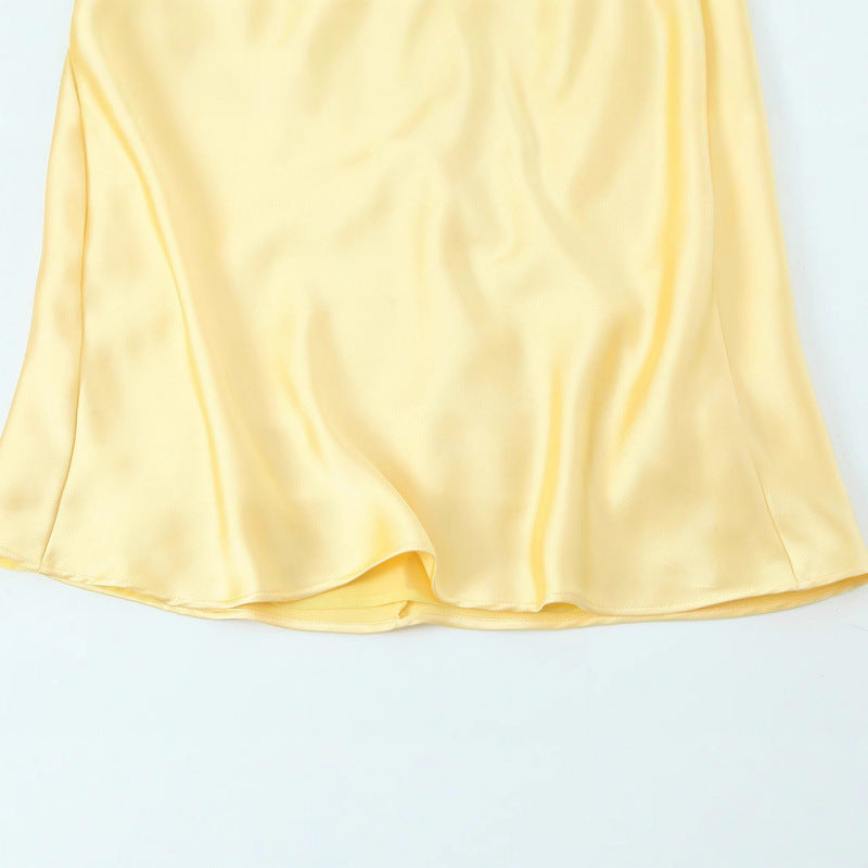 Sleeveless Backless Silk Satin Midi Dress
