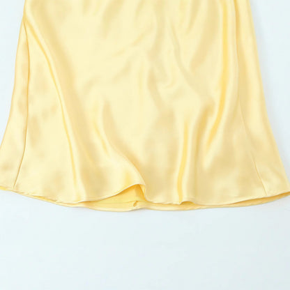 Sleeveless Backless Silk Satin Midi Dress