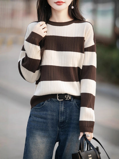 Vertical Striped Knit Cardigan for Women